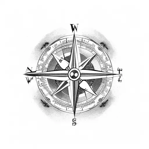 compass arrow with a nature vibe tattoo design idea