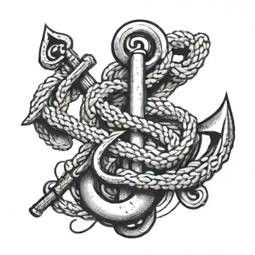 Anchor with the rope shaped like a treble clef tattoo design idea