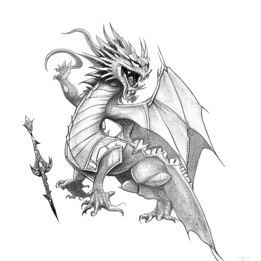 tears of the kingdom link and dragon zelda tattoo design idea