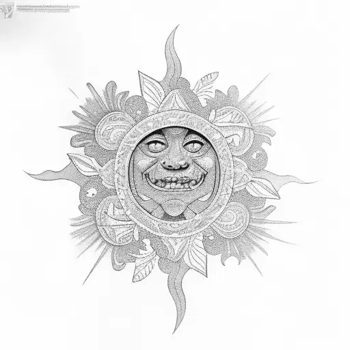 Philippine sun with floral surrounding  tattoo design idea