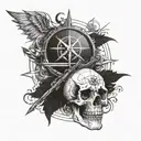 skull and compass tattoo design idea