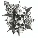 skull and compass tattoo design idea