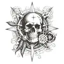 skull and compass tattoo design idea