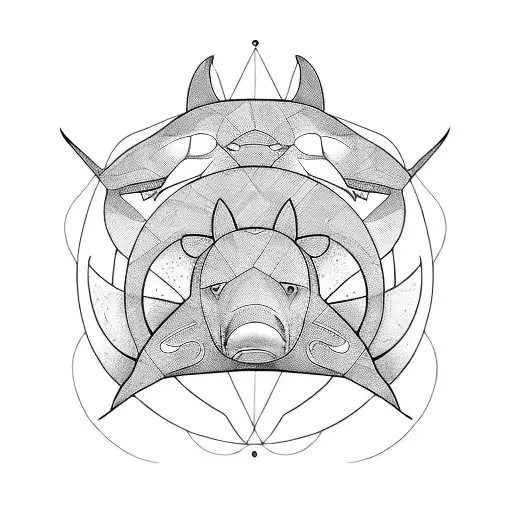 two orcas riding a bike  tattoo design idea