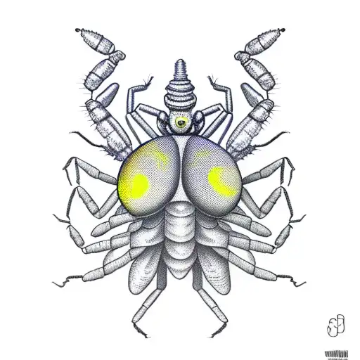 wicked yellow scorpion infected with mushroom tattoo design idea