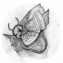 moth and mushrooms tattoo design idea