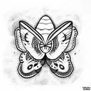 moth and mushrooms tattoo design idea