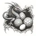 dragon nest, dragon eggs, bones, treasure tattoo design idea
