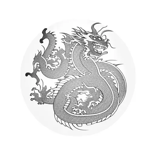 Japanese-style half-sleeve with dragon and several big roses tattoo design idea