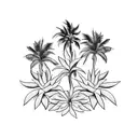 palm trees rose tattoo design idea