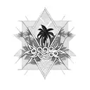 palm trees rose tattoo design idea