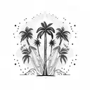 palm trees rose tattoo design idea