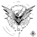 Create a tattoo design that combines elements from The Hunger Games, Divergent, Harry Potter, and Star Wars tattoo design idea