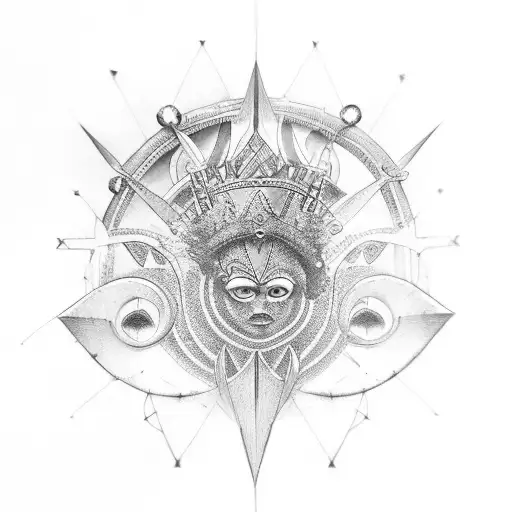 kemet queen with blue lilies  tattoo design idea