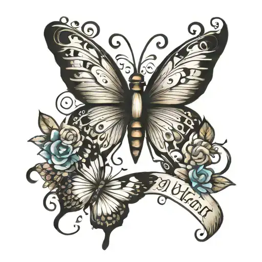 butterfly with words "dont worry about the things you cant control" tattoo design idea