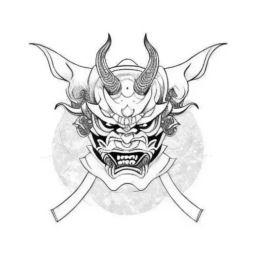 oni mask hannya mask and tempo mask  tattoo design idea