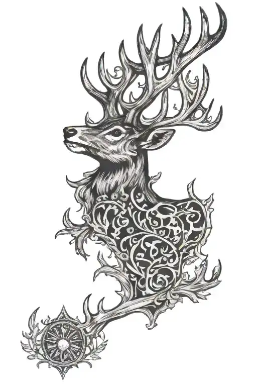 buck antlers  tattoo design idea