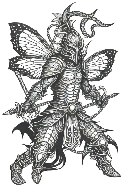 warrior mosquitoe tattoo design idea