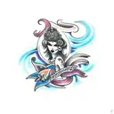 Dark goddess with animals  tattoo design idea