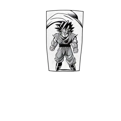 a dragon ball character goku fighting  tattoo design idea
