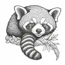 Red panda sleeping tattoo design idea
