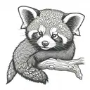 Red panda sleeping tattoo design idea