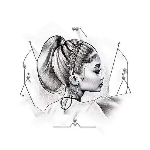 Ariana grande with drums tattoo design idea