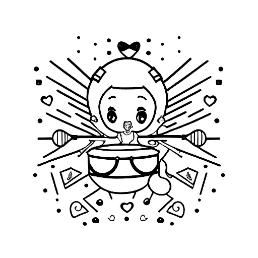 Ariana grande with drums tattoo design idea