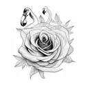 flamingo combined with rose tattoo design idea