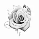 flamingo combined with rose tattoo design idea