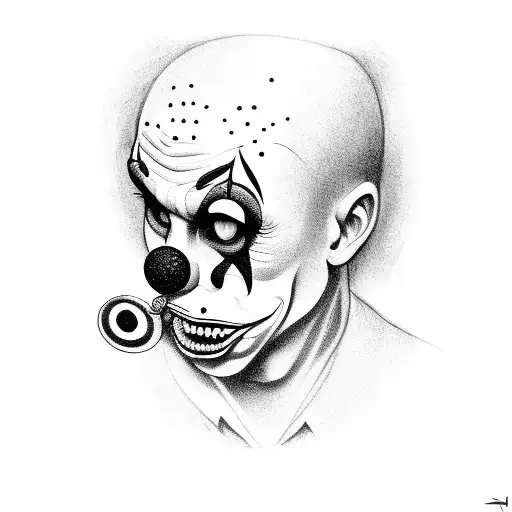 clown with atomic bomb in mouth tattoo design idea