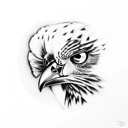 a falcon with a dark red peony in its beak tattoo design idea