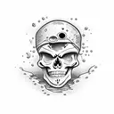 skeleton drowning sad tattoo design idea