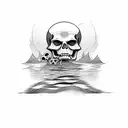 skeleton drowning sad tattoo design idea
