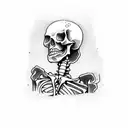 skeleton drowning sad tattoo design idea