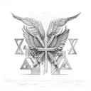 Cross with wings tattoo design idea