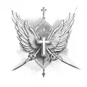Cross with wings tattoo design idea
