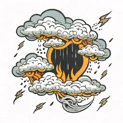 rain, clouds and thunder cloud tattoo design idea