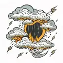 rain, clouds and thunder cloud tattoo design idea