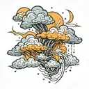 rain, clouds and thunder cloud tattoo design idea