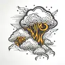 rain, clouds and thunder cloud tattoo design idea