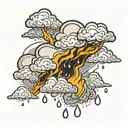 rain, clouds and thunder cloud tattoo design idea