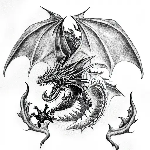 Peter Dinklage on a dragon breathing fire tattoo design idea