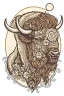 bison moon prairie tattoo design idea
