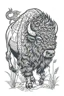 bison prairie grass tattoo design idea
