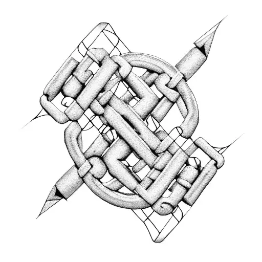Create a geometric pattern of interconnected bike chains forming the initials 'C' and 'S', representing the strong bond between Caiden and Sawyer tattoo design idea