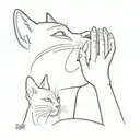 cat touching a woman's nose with its paw tattoo design idea