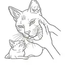 cat touching a woman's nose with its paw tattoo design idea