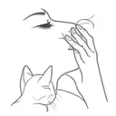 cat touching a woman's nose with its paw tattoo design idea