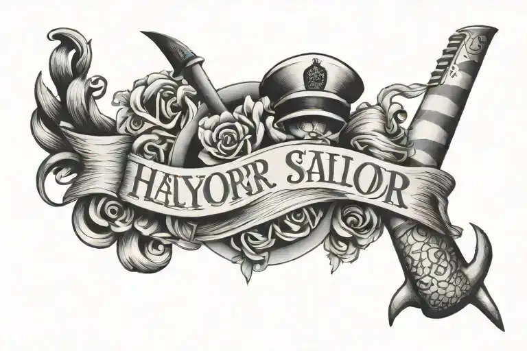 "hey there, sailor" words only tattoo design idea